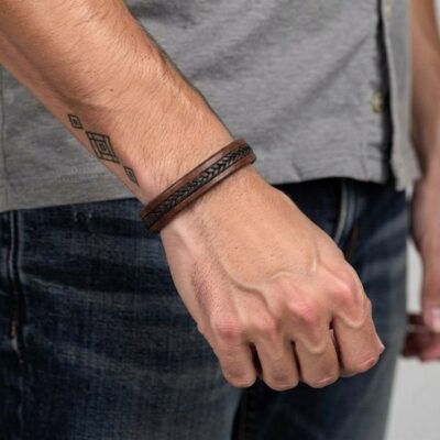 دستبند چرمی مردانه مدل Deri 1033