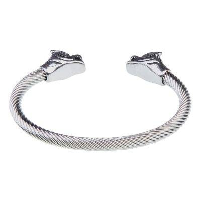دستبند استیل مردانه مدل VIKING WOLF