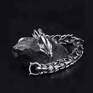دستبند استیل مردانه مدل اژدها Dragon