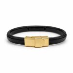 دستبند چرمی مردانه پلاک طلا ELSHAAN مدل 1204