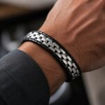 دستبند چرم و استیل مردانه