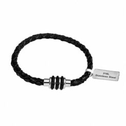 دستبند چرمی طبیعی مردانه مدل Deri 1141- استیل 316